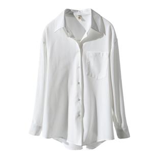 白色衬衫女2025春秋新款大码宽松oversize风衬衣外套免烫抗皱上衣