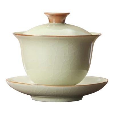 尚言坊三才汝窑盖碗家用