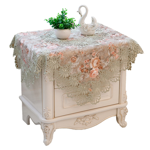 欧式美式现代蕾丝厚花边床头柜盖布桌布茶几布冰箱空调盖布防尘罩