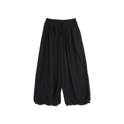 西町村屋抽绳款宽松阔腿百褶长裤