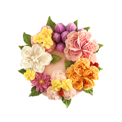 茉莉树莓豆沙裱花生日蛋糕