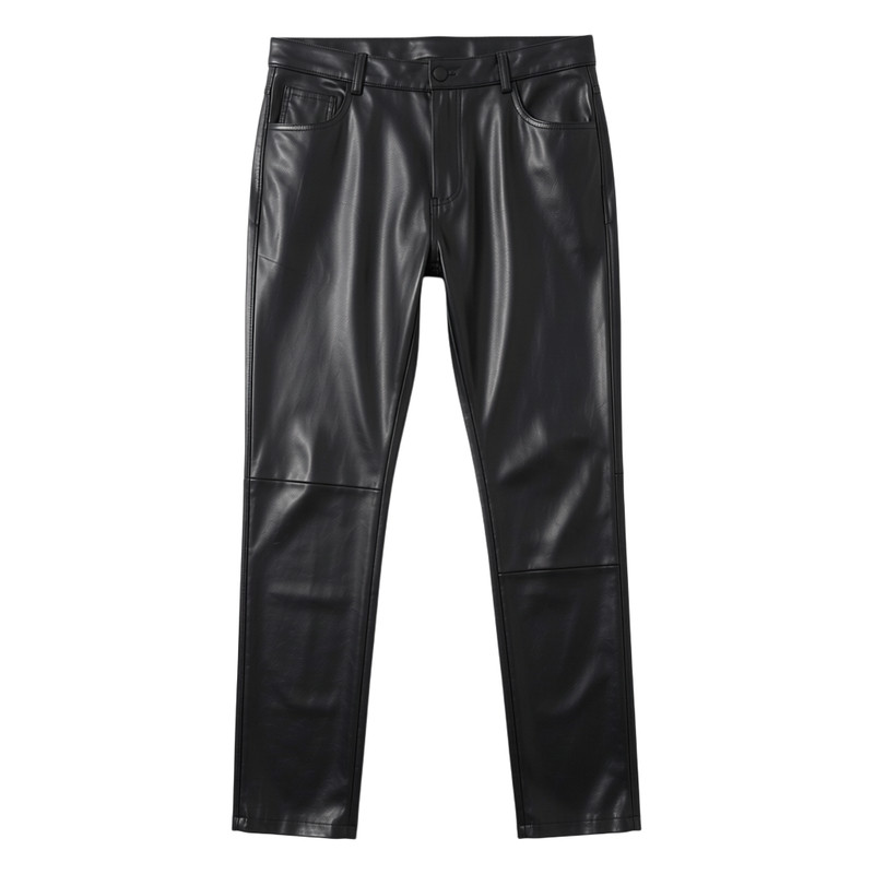 Slim fitting leather pants with small legs小脚裤修身皮裤男士