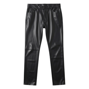 Slim fitting leather pants with small legs小脚裤修身皮裤男士