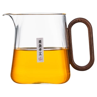 新款公道杯玻璃加厚滤网茶漏一体套装分茶器高档功夫茶具木把公杯