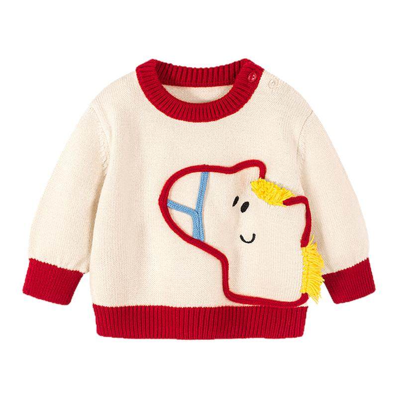 【新年毛衣】迷你巴拉男女童宝宝毛衫冬季柔软拜年服圣诞红色上衣
