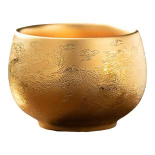 周鸿杰24K金丝龙凤对杯主人杯夫妻一对龙凤茶杯鎏金高端个人专用