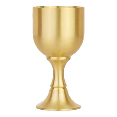 铜酒杯古代仿古高脚杯纯黄铜小酒杯上供奉财神爷杯子供佛水杯摆件