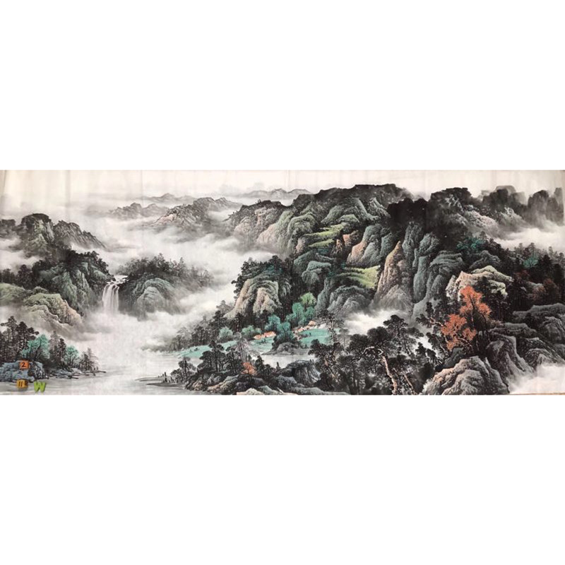 手绘山水画国画靠山画
