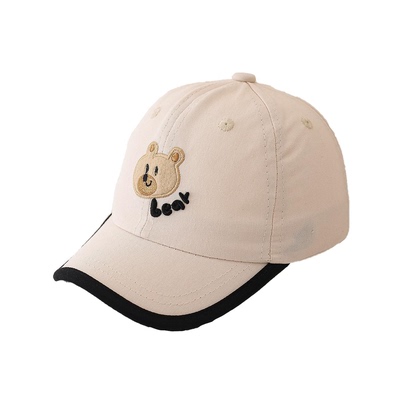 小熊刺绣儿童春季防晒鸭舌帽