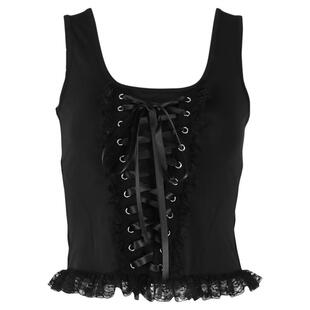 Wannathis万圣节暗黑风束腰胸衣外穿黑色打歌服背心朋克亚比上衣