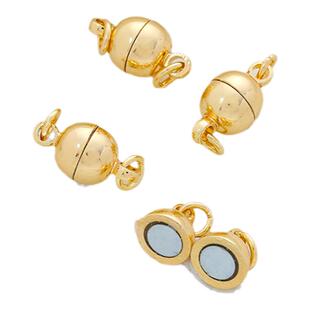 14K包金保色银色圆球磁铁扣圆珠形磁扣手链球形吸铁扣diy饰品配件