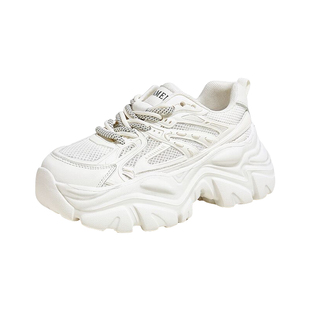 骆驼女鞋2026秋冬加绒百搭网面复古厚底老爹鞋女透气休闲运动鞋