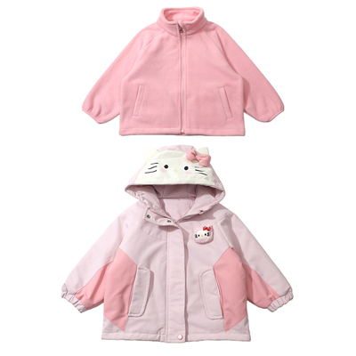 女童加绒外套秋冬装加厚冲锋衣