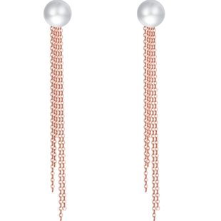 金至尊流苏彩金耳饰18k金耳钉珍珠耳钉配K金耳迫送女友生日礼物