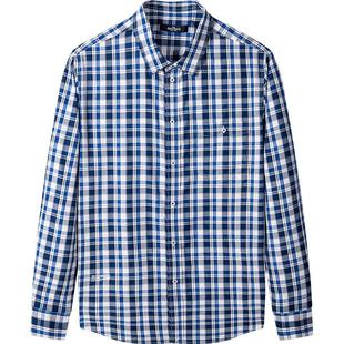 【衬现在竹纤维】柒牌清仓男装长袖衬衫时尚潮流翻领格子贴袋衬衣