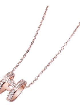 莫桑石时尚温柔H字母项链