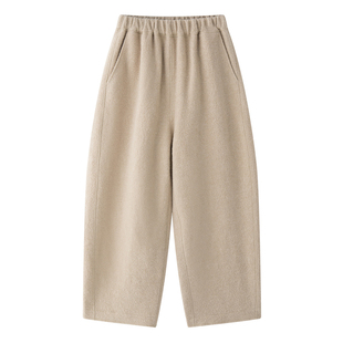 ManMans羊毛毛呢阔腿休闲裤冬季新款日系舒适厚实保暖显瘦长裤女