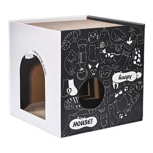 ucat猫抓板猫窝一体耐磨不掉屑双层纸箱封闭式猫咪玩具猫屋| 姜茶