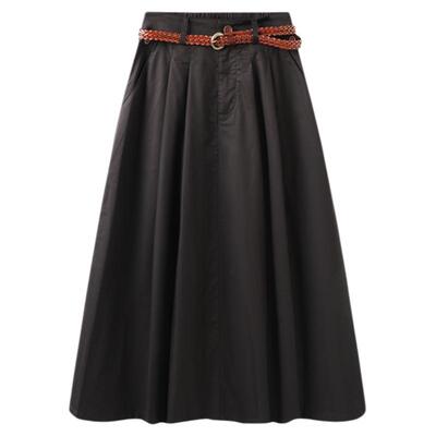 西町村屋韩系长款摆裙女装2025秋季新款简约百搭半身裙XHAC10536