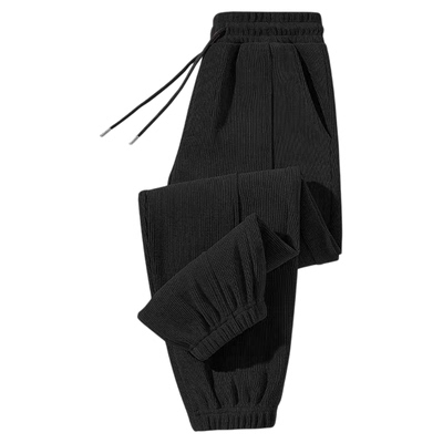 加绒加厚休闲裤男款秋冬束脚裤子