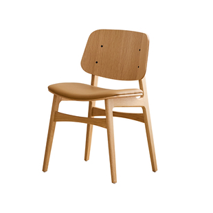 小写inner实木靠背餐椅丹麦设计师餐桌椅子北欧无扶手软包茶椅子