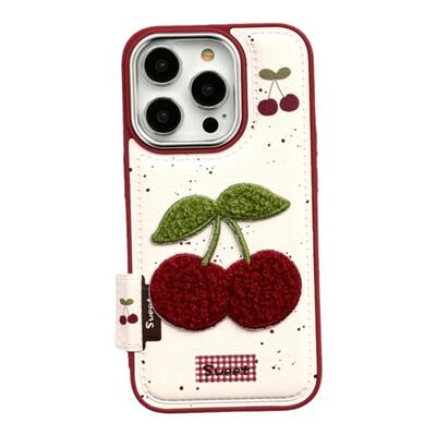 适用iPhone苹果绒布樱桃手机壳