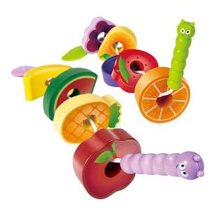 Hape贪吃虫水果穿穿乐2岁宝宝早教儿童益智玩具女孩穿珠积木穿绳