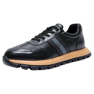 真皮运动皮鞋男全牛皮欧洲站男鞋2025秋季新款黑底轻便休闲跑步鞋