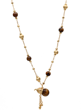 ZOXI虎眼石葫芦项链大气毛衣链女