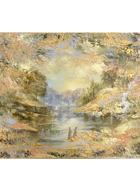 HLF.大芬村手绘油画《老钱》立体肌理感客厅卧室餐厅电表箱老钱风
