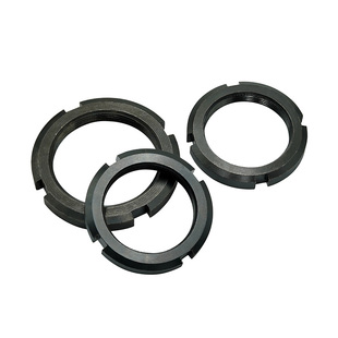 发黑碳钢带槽圆螺母GB812锁紧止退开槽螺帽正反牙槽型螺母M10-M60