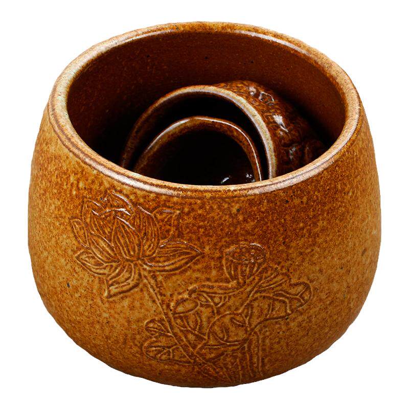茶洗缸日式粗陶桌面烟灰缸茶渣缸