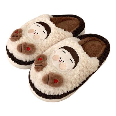 细细条保暖舒适居家男士棉拖鞋