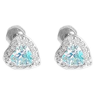 hellopuppy夏日浅海蓝爆闪爱心耳骨耳蜗钉可换尺寸清透满钻精致女