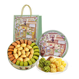 江南状元小熊之家小花曲奇饼干儿童进口黄油铁盒装圣诞礼盒下午茶