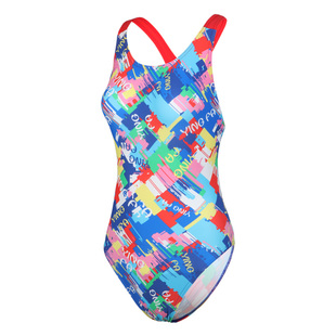 英发泳衣女专业训练印花游泳衣成人儿童连体三角比赛竞技速干泳装