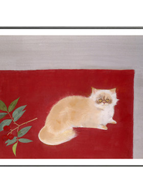 日式风红色猫咪大师田园装饰画