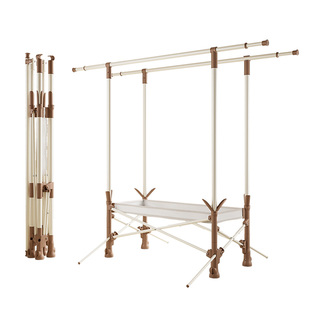 比人奶油拿铁可折叠晾衣架落地阳台家用多功能室内户外晒被子神器