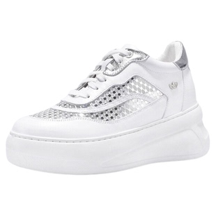 iiJin艾今25新款8cm超轻厚底内增高时尚镂空休闲小白鞋女244GTC