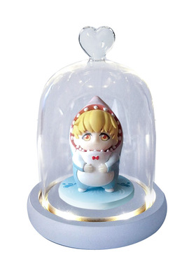 kun蔡徐坤小鲨鱼玻璃罩蓝玫瑰