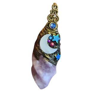 海外代购Pendulum◇手作复古锂云母珠子赤铁矿星星新月钟摆摆锤