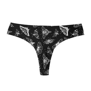 CINOON欧美冰丝无痕T字裤女低腰性感蝴蝶印花运动速干半丁字内裤