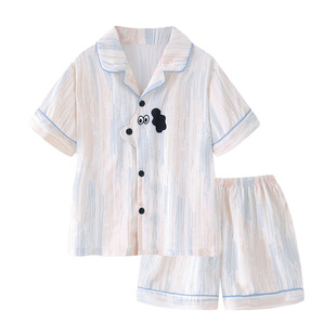 冰丝睡衣女小个子150夏季翻领开衫短袖短裤家居服套装145矮个子