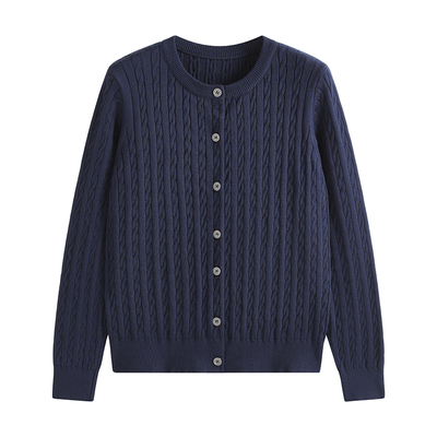 老钱穿搭麻花针织开衫外套女