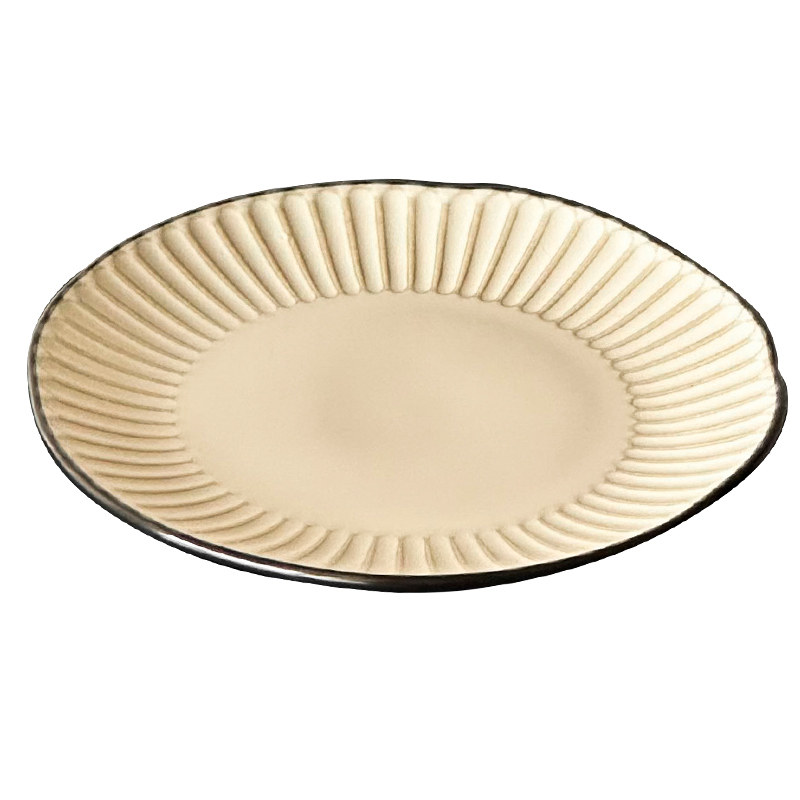 复古不规则陶瓷盘好看的西餐盘牛排盘意面盘家用浮雕沙拉盘甜品盘