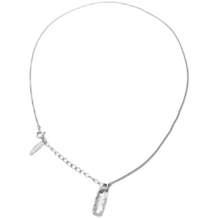 PTC S925纯银项链简约设计百搭锡纸纹肌理小银锭吊坠锁骨链男女