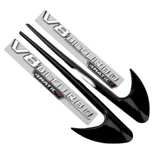 适用奔驰车标C级E级S级车身叶子板风刀标C63改装E63S V8标侧标志