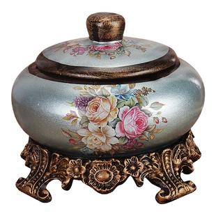 欧式复古陶瓷大号带盖烟灰缸现代简约创意奢华客厅装饰茶几 摆件