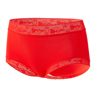 古今本命年红色内裤女马年新年结婚新娘子无痕高弹中腰蕾丝三角裤