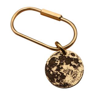 月球机车金属纯铜钥匙牌个性纪念礼品情侣指纹定制创意挂饰钥匙扣